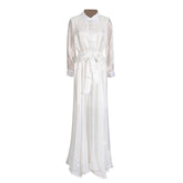 GracefulCasual Dress  Polo Collar Gilding Glossy Waist Tight Maxi